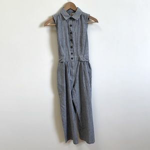 -Japna Gray & White Stripped Jumpsuit Junior Girls Small NWT